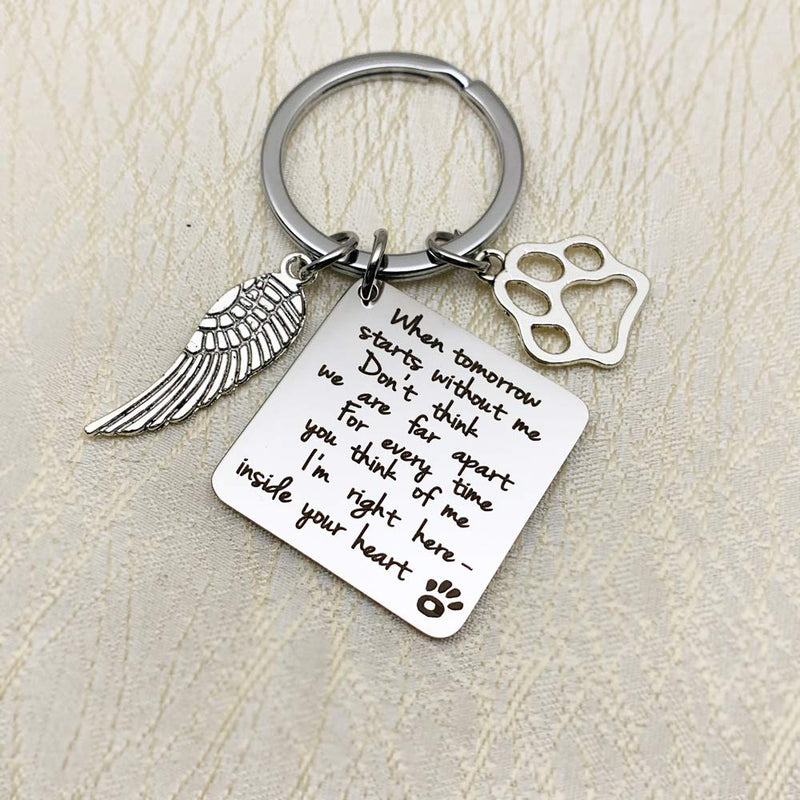 Pet Bereavement Memorial Remembrance Gift - When Tomorrow Starts Without Me Paw Prints Keychain Dog Cat Loss Gifts for Pet Owner Sympathy Gifts - PawsPlanet Australia
