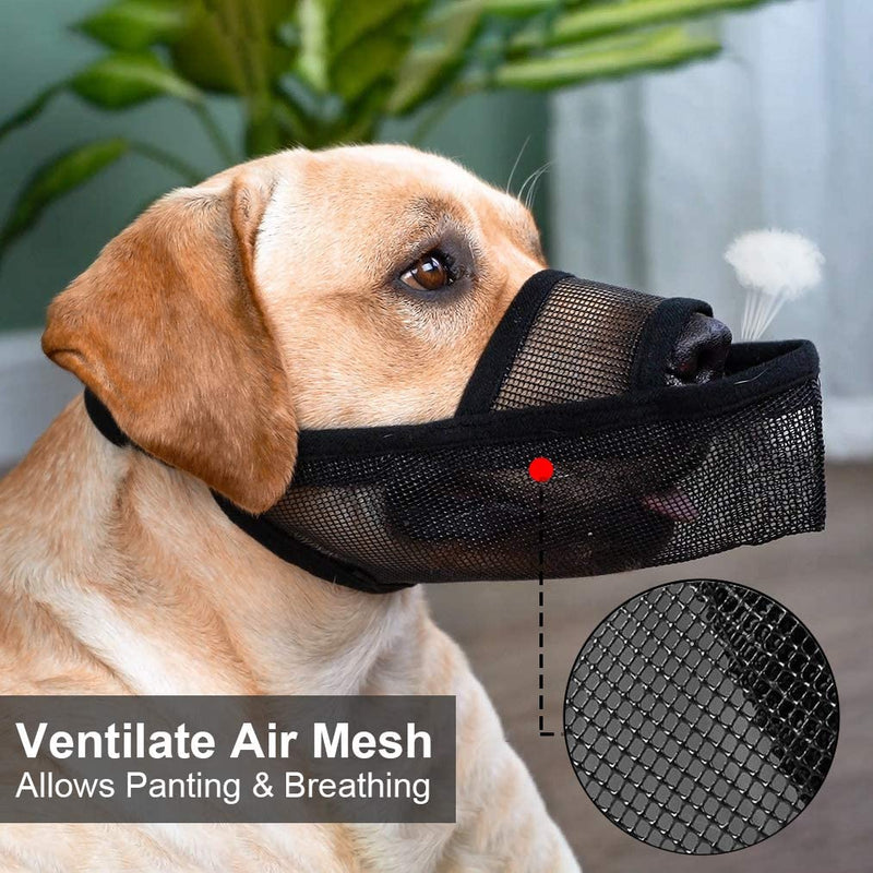 Nylon Dog Muzzle for Small Medium Large Dogs, Air Mesh Breathable and Drinkable Pet Muzzle for Anti-Biting Anti-Barking Licking XS Black - PawsPlanet Australia