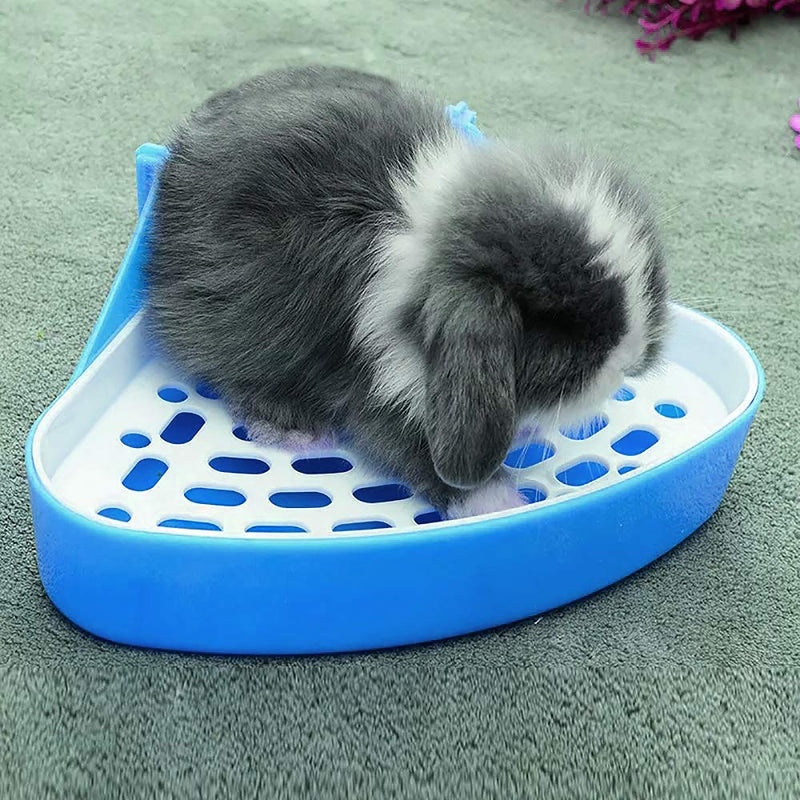 [Australia] - kathson Bunny Litter Box Potty Training Corner Pan Pet Litter Tray for Guinea Pig Ferret Hamster Dwarf Rabbit blue 