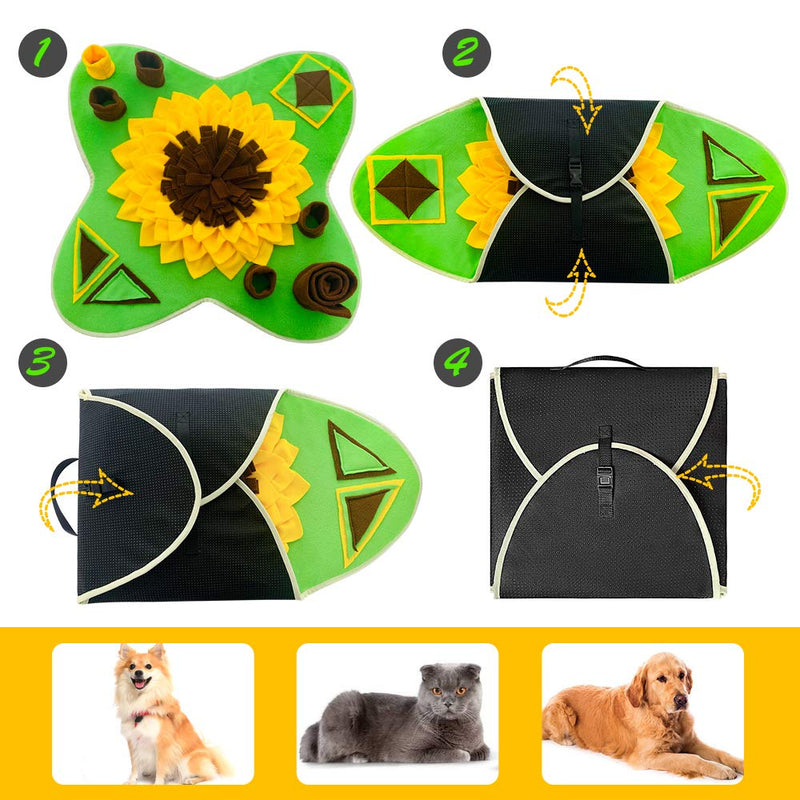 PetFun Dog Snuffle Mat for Feeding, Hunting, Foraging, Dogs Nosework Training Smell Toys-Treat Interactive Puzzle Dispenser, Slow Feeder Mat & Feed Game- Machine Washable Yellow - PawsPlanet Australia