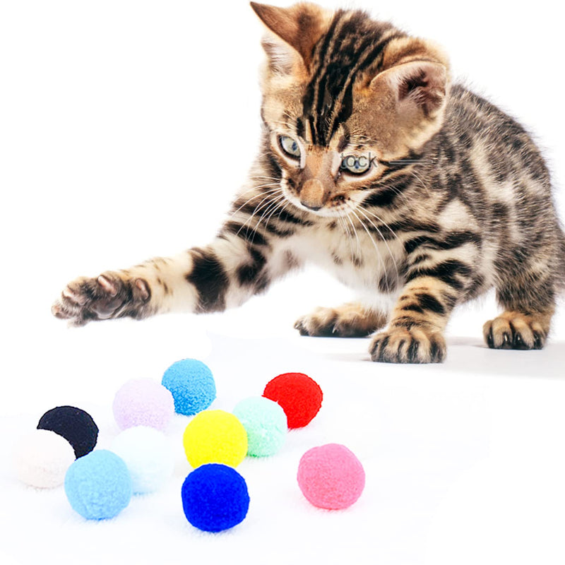 47 Pcs Cat Balls Toys Soft Glitter Tinsel Tinsel Pom Poms Cat Sparkle Fuzzy Chase Puff Balls for Cat Exercise Scratch Play - PawsPlanet Australia