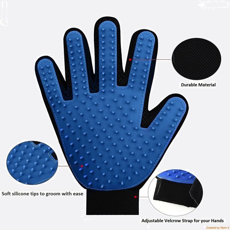 [Australia] - Playton Pet Grooming Glove - Premium deshedding Hair Removal Mitt-Perfect for Dogs, Cats, Horses, and Other Pets. Great for Long and Short Fur. blue 