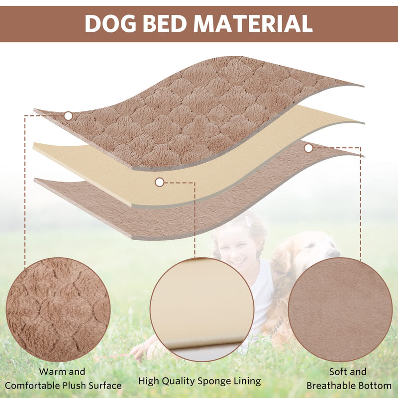 Dog Bed Crate Pad,Kennel Pad,Ultra Soft Faux Fur Washable Pet Beds for Small Medium Large Dogs and Cats 17.7x23.6 Inch Coffee - PawsPlanet Australia
