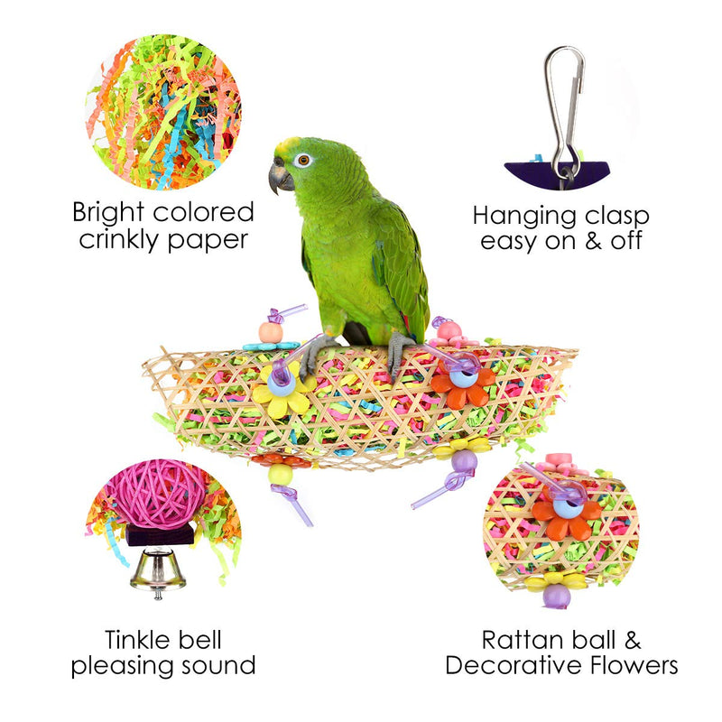 Pawaboo Bird Parrot Toys 3 Packs, Bird Chewing Foraging Shredder Toy Bird Cage Hammock Hanging Swing with Bells for Small Bird, Parakeets, Cockatiels, Conures, Budgie, Lovebirds, Hummingbird, Finches Blue - PawsPlanet Australia