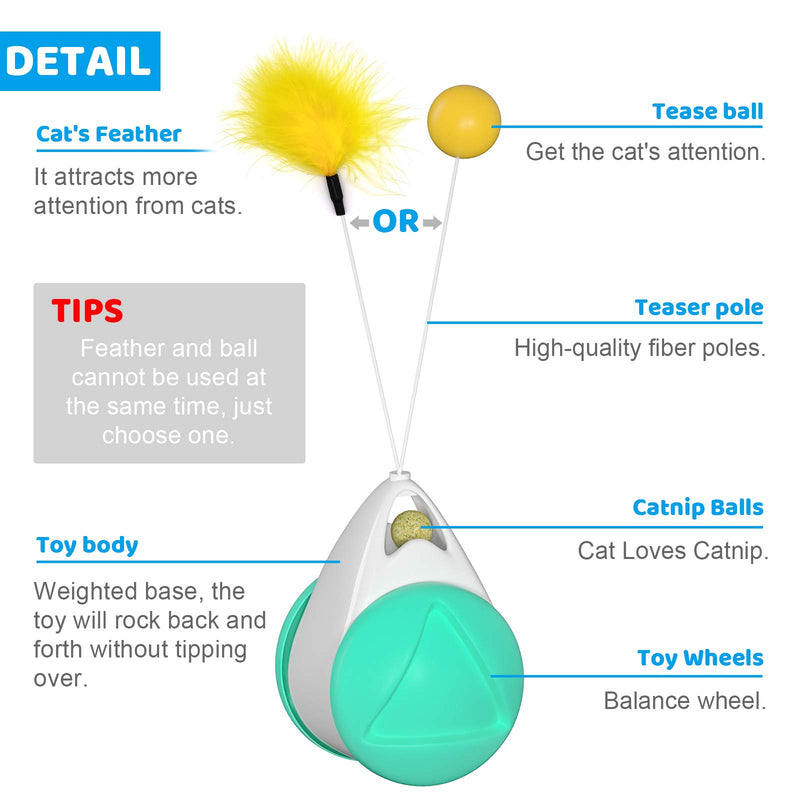 [Australia] - LXSY Interactive cat Toys, 2020 New Balanced Cat Toy with Ball, Cat Toys for Indoor Cats Interactive Roller Cat Toy with Catnip Feather Ball Balance Cat Chasing Toy for Kitten Exercise Puzzle Toys 