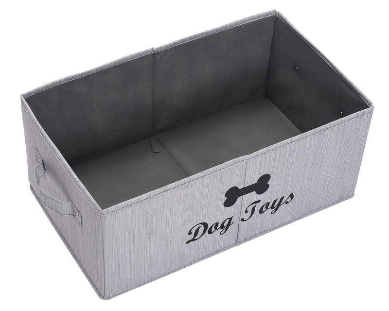 Geyecete largeFoldable Jumbo Fabric Dog Toy Basket Storage Bins Grey Baske Collapsible Organizer Storage Basket with handles-Slub Gray Slub Gray - PawsPlanet Australia