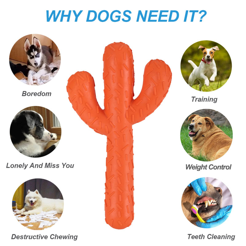 Dog Chew Toys, Long Lasting Natural Rubber Dog Toys for Aggressive Chewers, Durable Tough Cactus Stick Pet Toys for Training and Cleaning Teeth, Interactive Dog Puppy Toys for Medium Small Dogs - PawsPlanet Australia