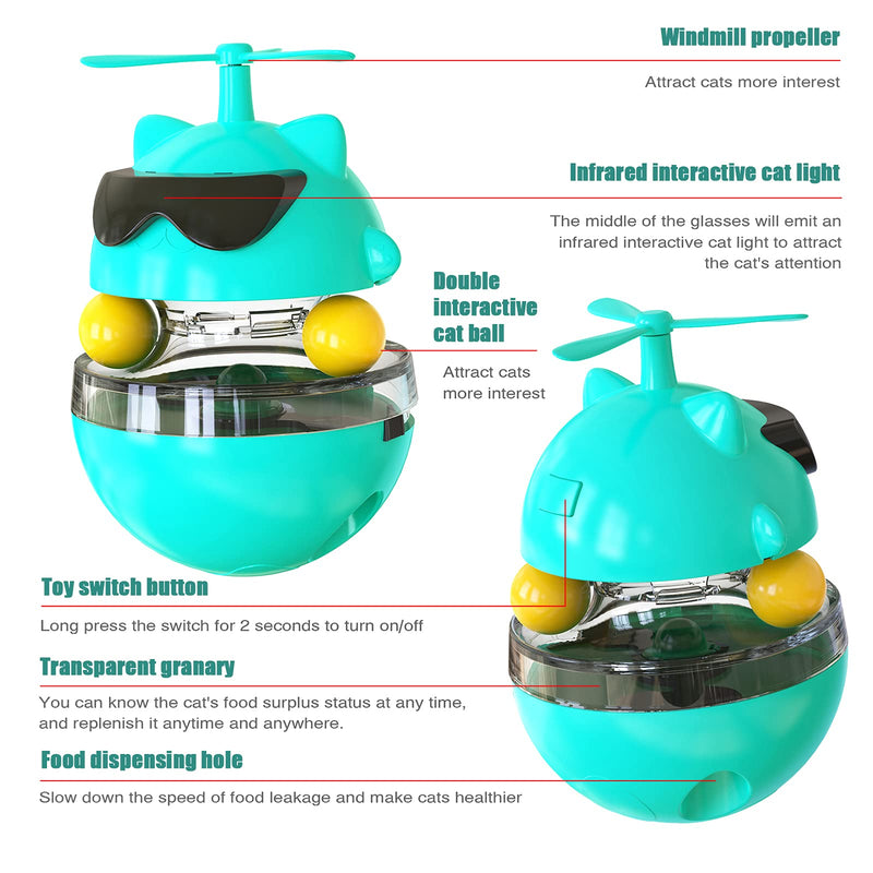 HIBOCT Cat Laser Toy Automatic, Cat Toys for Indoor Cats(with Laser/Food Dispensing/Tumbler/Turntable Ball) Interactive Toy for Kitten/Dogs-USB Charging Cat Toys Interactive Stimulate Hunting Instinct - PawsPlanet Australia