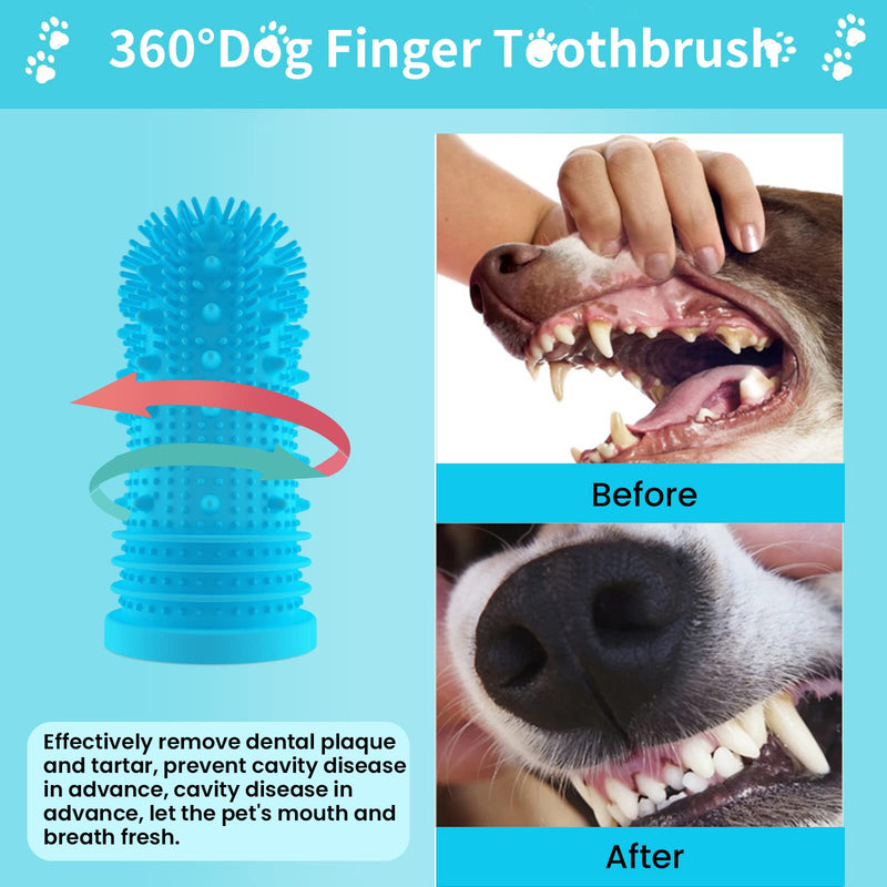 Dog Toothbrush Dog Finger Toothbrush for Dogs, Cats, Puppies Dental Care & Fresh Breathing, Silicone, Fully Surrounded Bristles, Dog Toothbrush, Reusable with Storage Box (Pack of 2) 2 Blue - PawsPlanet Australia