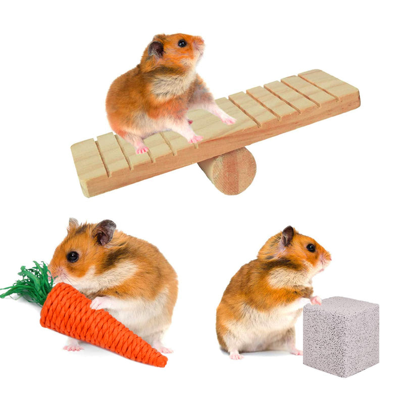 YUEPET Chinchilla Toys Guinea Pig Gerbil Rat Hamster Chew Toys Accessories Natural Wooden Seesaw Ladder Teeth Care Molar Toy for Bunny Rabbits Gerbils (Pack of 10) - PawsPlanet Australia