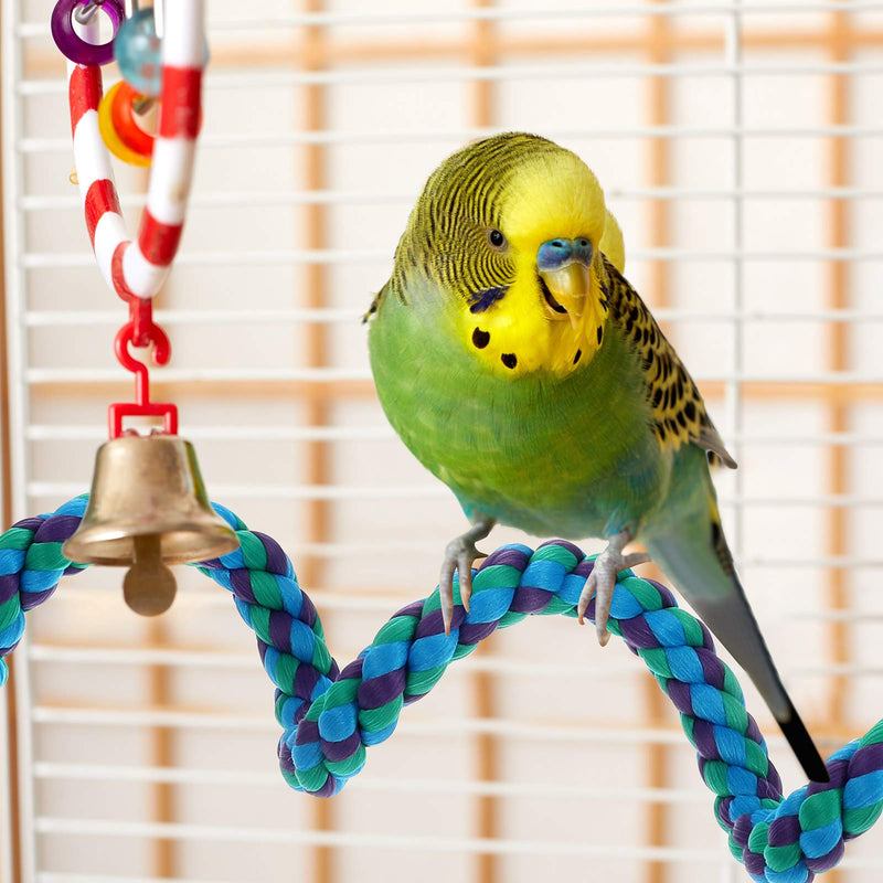 AKlamater Rope Perch, 2 Pcs Bendable Parrot Perches Bird Cage Stand Sticks Paw Grinding Toys for Cockatiel Budgie Parakeets etc - PawsPlanet Australia