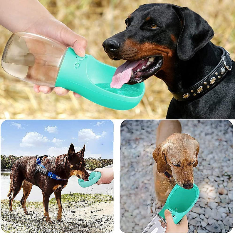 Emwel Dog Water Bottle - 550ml Water Feeder Leak Proof Portable Puppy Water Dispenser with Drinking Feeder for Pets Outdoor Walking, Hiking, Travel, Food Grade Plastic For Pets 550ML Blue - PawsPlanet Australia