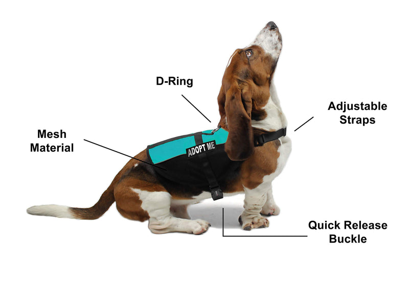 [Australia] - Dogline 17"-21" MaxAire Mesh Vest for Dogs and 2 Removable Adopt Me Patches Turquoise 