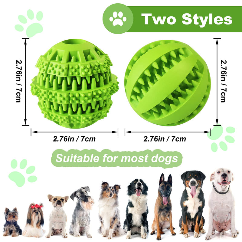 Nevperish 2 Pack Treat Dispensing Dog Toys Dog Chew Toys Puppy Teething Chew Balls Interactive Rubber Toy Balls Busy Toys for Small Medium Large Dogs Green - PawsPlanet Australia