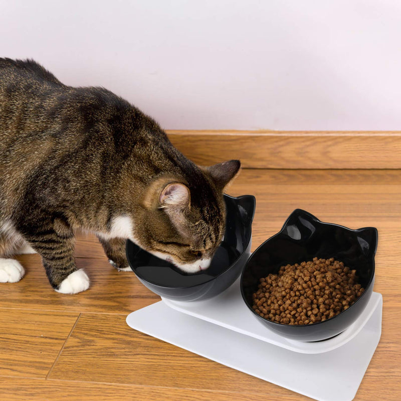 Joyibay Cat Bowl-Double Bowl Cat Feeder Adjustable Tilt Cat Bowl Non-Slip Bowl Detachable Pet Feeding Bowl - PawsPlanet Australia