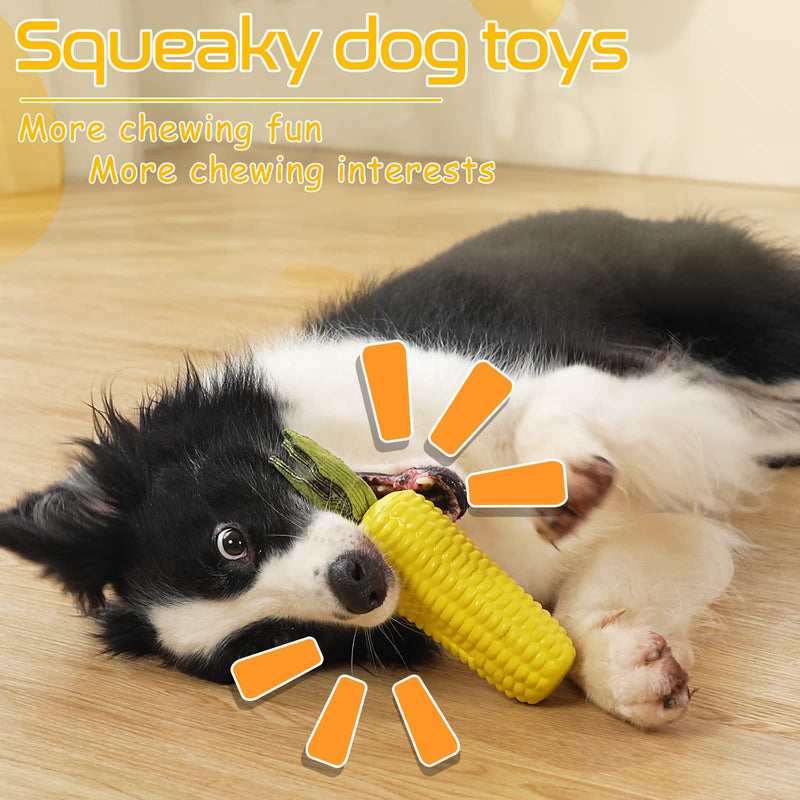 Rmolitty Dog Toys, Indestructible Durable Squeaky Dog Chew Toys, Tough Puppy Teething Toys for Small Medium Large Dogs (corn) corn - PawsPlanet Australia