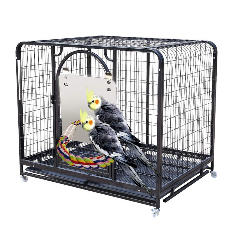 Hamiledyi 7 Inch Bird Mirror with Rope Perch Parakeet Mirror for Cage Parrot Swing Toys for Greys Cockatoo Cockatiel Conure Lovebirds Canaries Little Macaw - PawsPlanet Australia