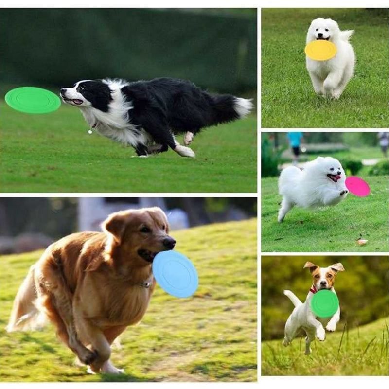 XUBX 7 Pieces Dog Flying Disc, Pet frisbee, Flying Disc Dog Toy, Frisbees for Dogs, Natural Rubber Floating Flying Saucer, Bite resistant Frisbee Training tossing toys pet toy, Training Toys - PawsPlanet Australia