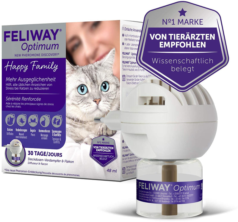 FELIWAY® Optimum Starter Set | Anti Stress Cat | Vaporizer for socket & refill cap 48ml - PawsPlanet Australia