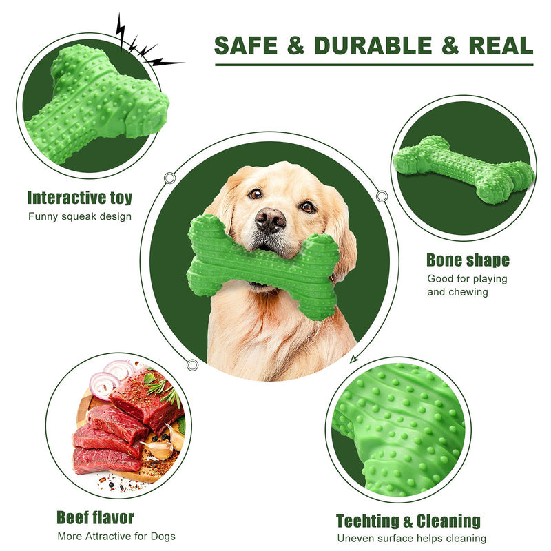 TheWooffylum Dog Chew Toys for Aggressive Chewers Medium & Large Breed, Super Chewer Toys for Dogs, Squeaky Dog Toys with Non-Toxic Natural Rubber(Green) - PawsPlanet Australia