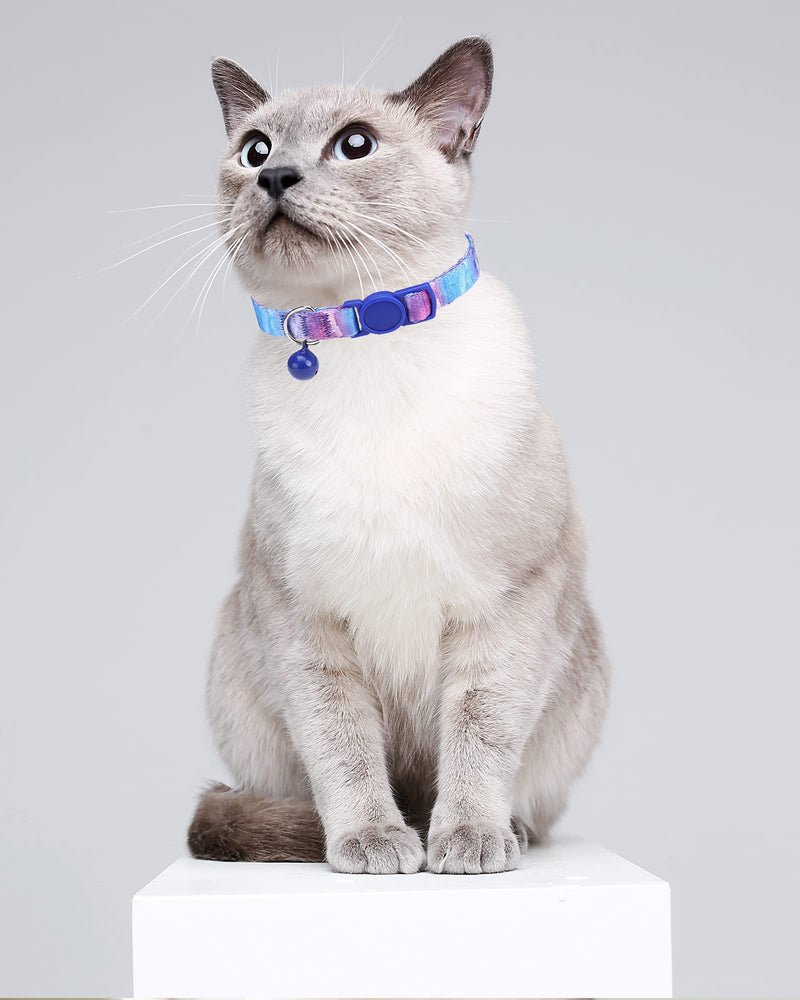 SOLMOONY Cute Cat Collar for Girl Boy,Colorful Breakaway Cat Collars with Bell 2 Pack，Adjustable Printed Nylon with Safety Buckles Kitten Collar (Starry Sky) Starry Sky - PawsPlanet Australia