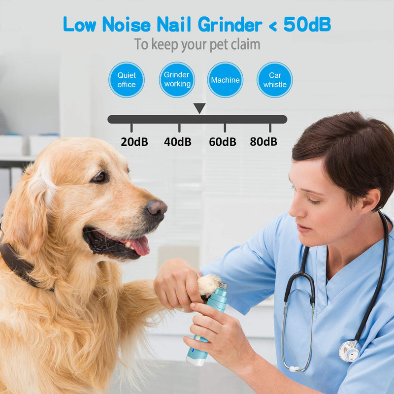 Bousnic Dog Nail Grinder 2-Speed - Upgraded Rechargeable Pet Nail Trimmer Gentle Painless Paws Trimming & Smoothing for Small Medium Large Dogs - PawsPlanet Australia