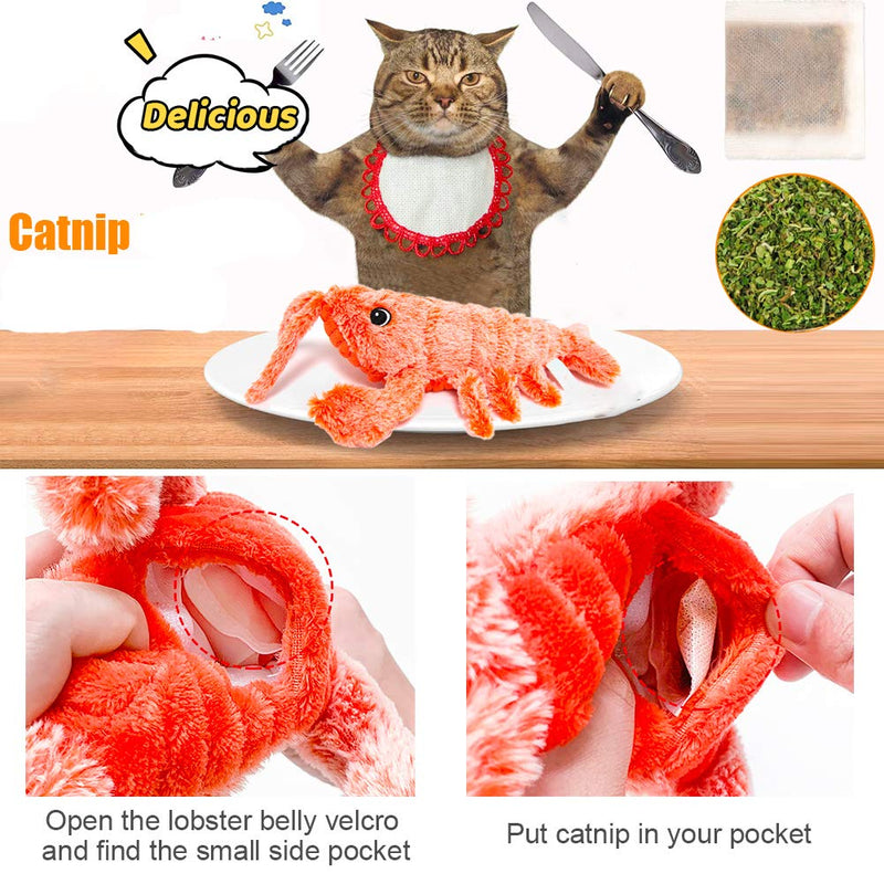 [Australia] - Revorit Flippity Lobster Cat Toy 11", Electric Moving Cat Fish Catnip Toy, Realistic Flopping Fish, Plush Interactive Cat Toys for Indoor Cats 