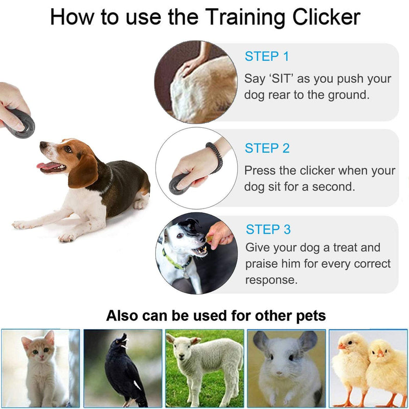 Bepets Dog Training Clicker with Wrist Strap, Pet Clicker for Dog Clicker for Training Puppy Clicker Trainer, Pet Training Clicker for Cats Puppy Bird Horse Animal Black White and Blue - PawsPlanet Australia