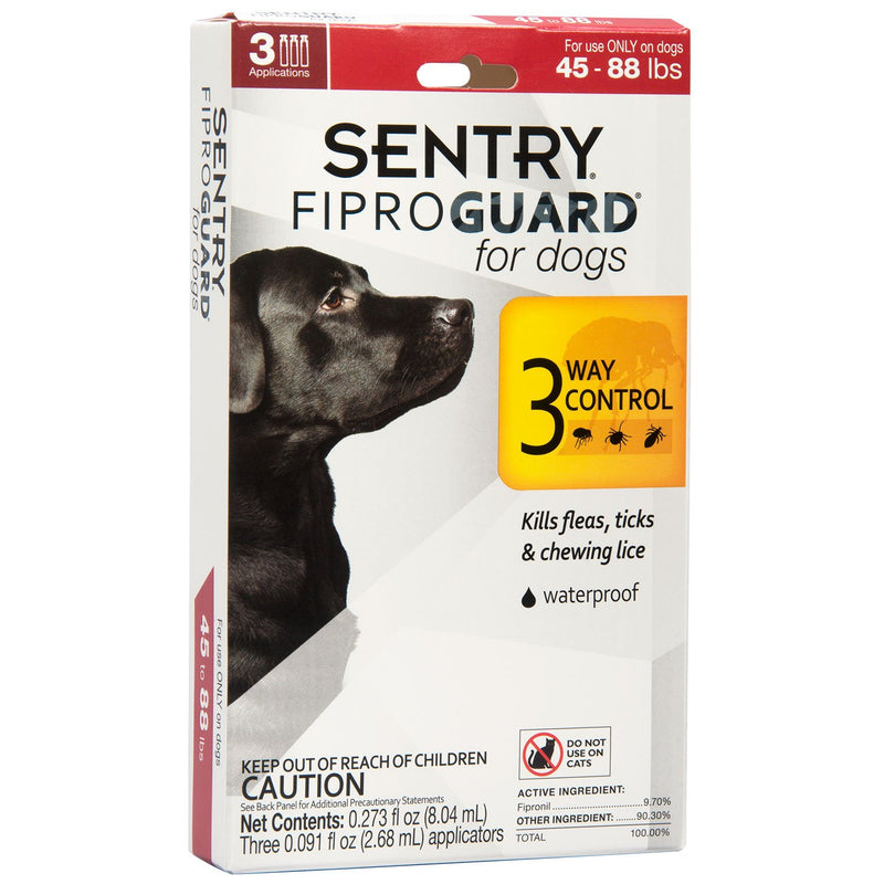 SENTRY PET CARE Fiproguard for Dogs, Flea and Tick Prevention for Dogs (45-88 Pounds), Includes 3 Month Supply of Topical Flea Treatments - PawsPlanet Australia