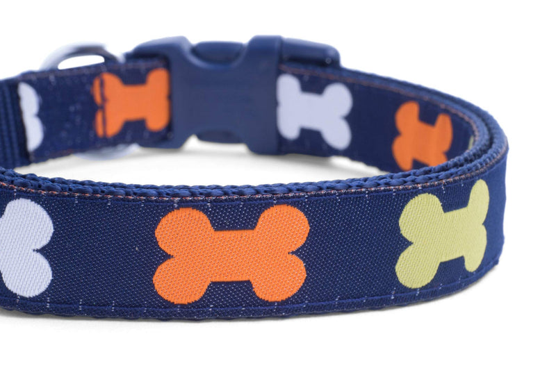 Petface Multi Bones Print Dog Collar, Small blue - PawsPlanet Australia