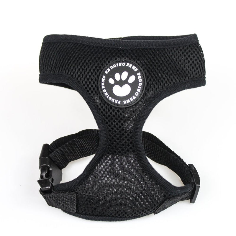 PaddingPaws Waterproof Soft Mesh Fabric Dog Puppy Pet Adjustable Harness Lead Leash Clip. XS Black - PawsPlanet Australia