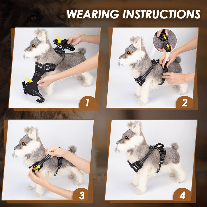 Eyein No Pull Dog Harness Large, Comfortable Heavy Duty Pet Vest Harness, Front Clip Easy Control Puppy Harness with Soft Padded Handle Reflective for Outdoor Training Walking Black L - PawsPlanet Australia