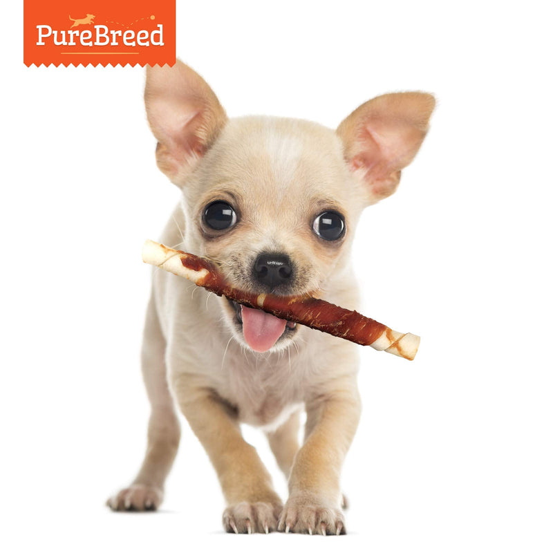 50pk PureBreed Twist Rawhide Sticks Duck Dog Treats | Duck Wrapped Dog Chews Toy | Low Fat, High In Protein Duck Dog Treats & Chews | Duck Rawhide Dog Chew | Chewy Twists with Duck Meat + SOL Notebook - PawsPlanet Australia