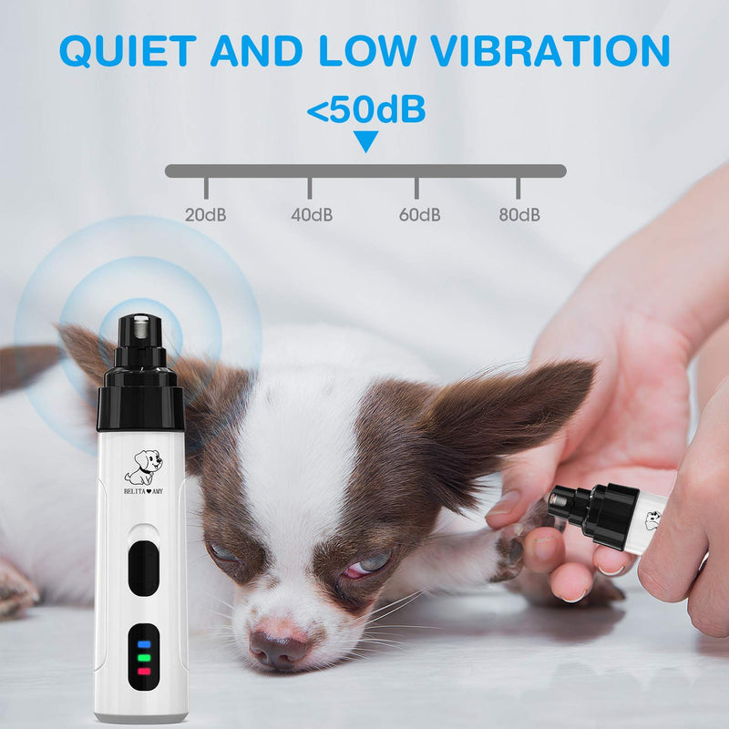 [Australia] - Belita Amy Dog Nail Grinder-Electric Dog Nail Trimmer Clipper, 2-Speed Low Noise Rechargeable Pet Nail Trimmer, Painless Paws Grooming and Smoothing for Small Medium Large Dogs and Cats 