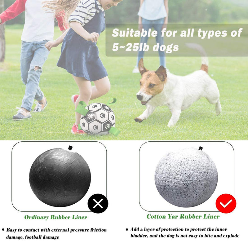 Dog Soccer Ball with Grab Tabs, Indestructible Tough Durable Interactive Tug of War Dog Tug Toy, Lightweight and Water Resistant Suitable for Indoor & Outdoor, Pets Training Football Toys - PawsPlanet Australia