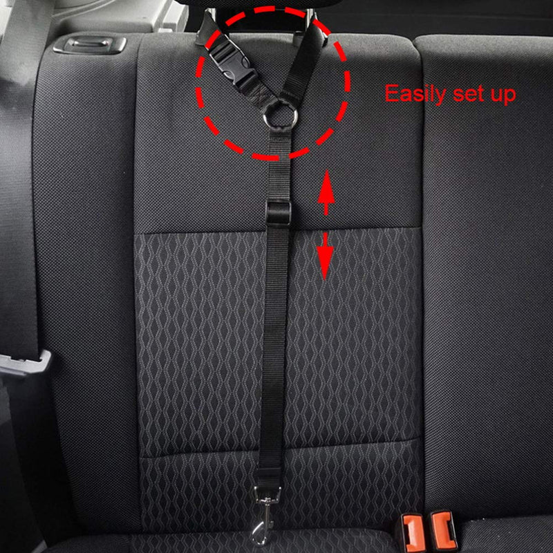 Jinkesi 2Pcs Dog Seat Belt, Adjustable Dog Safety Harness Dog Safety Leash Leads for Travel Daily Use (Black) - PawsPlanet Australia