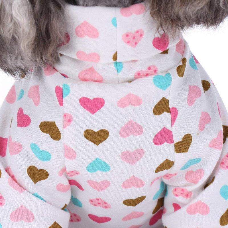 S-Lifeeling Dog Pajamas Costumes for Indoor Outdoor Turtleneck Love Pattern Comfortable Puppy Pajamas Soft Dog Jumpsuit Shirt Best Gift 100% Cotton Coat for Medium and Small Dog XS 1pcs - PawsPlanet Australia