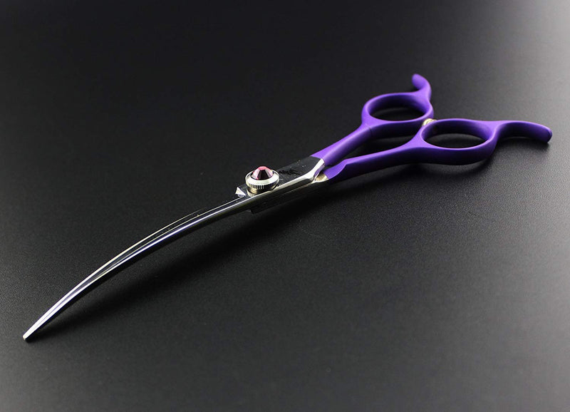 6.5" Japan 440C Downward Curved Professional Pet Grooming Scissors Dog Hair Cutting Shears for Left or Right Hand Pet Groomer (Purple) Purple - PawsPlanet Australia