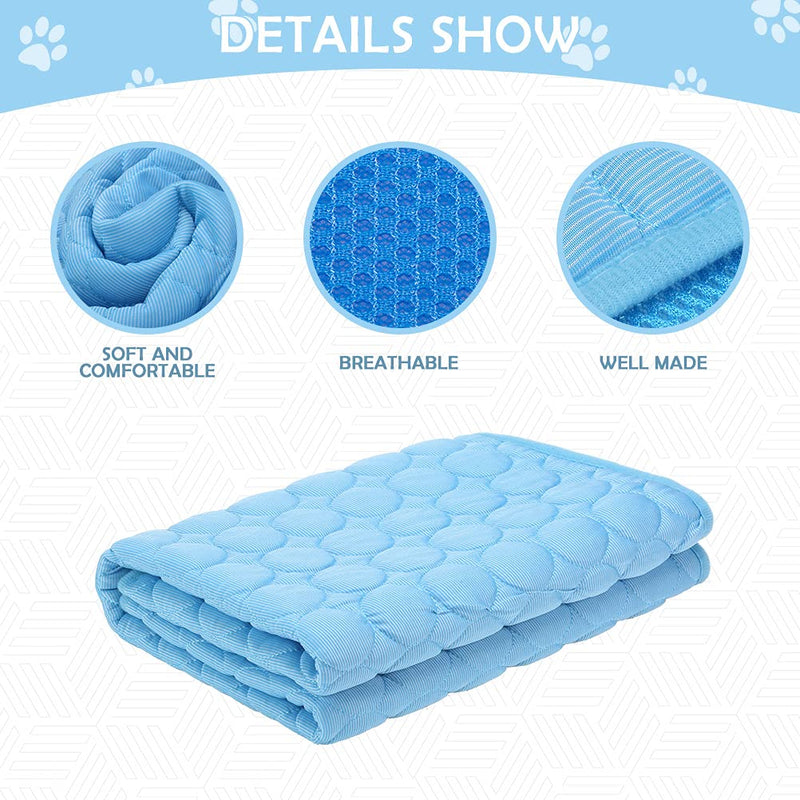 HOMIMP Pet Cooling Mat for Dogs and Cats, Super Soft Comfortable Pet Pad Machine Washable Summer Cooling Mat L-26.6” x 21.1” Blue - PawsPlanet Australia