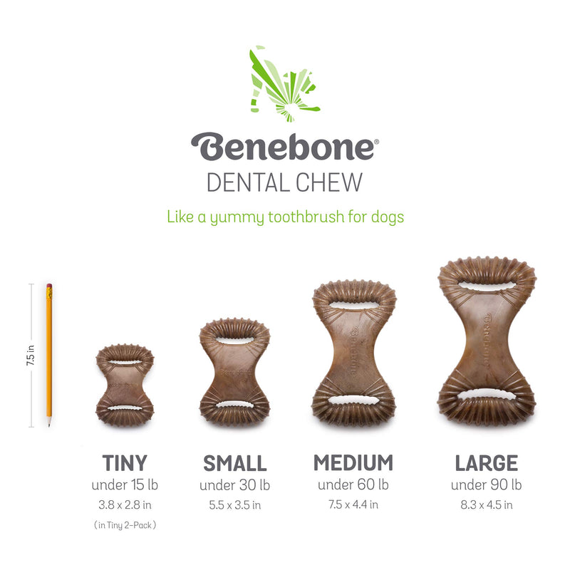 [Australia] - UPDATED DESIGN - Benebone Real Bacon Durable Dental Dog Chew Toy for Aggressive Chewers, Made in USA Medium 
