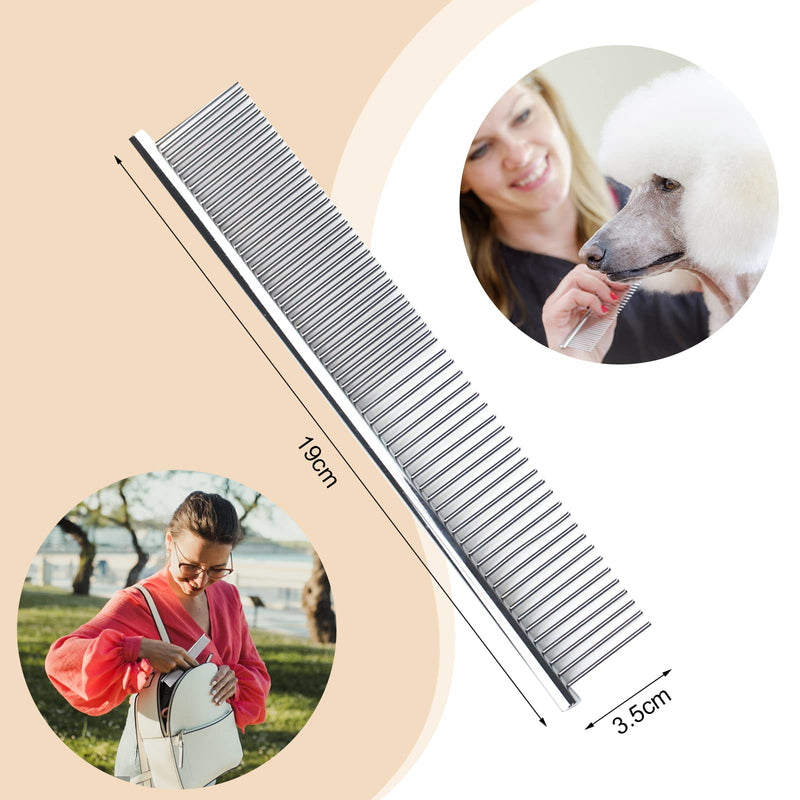 Dog Comb Dog Grooming Combs Pet Stainless Steel Comb Pet Inline Comb Round End Pet Cat Brush Long Hair Flea Comb Dogs Used to Remove Tangles 19 * 3.5CM, 1 Piece - PawsPlanet Australia