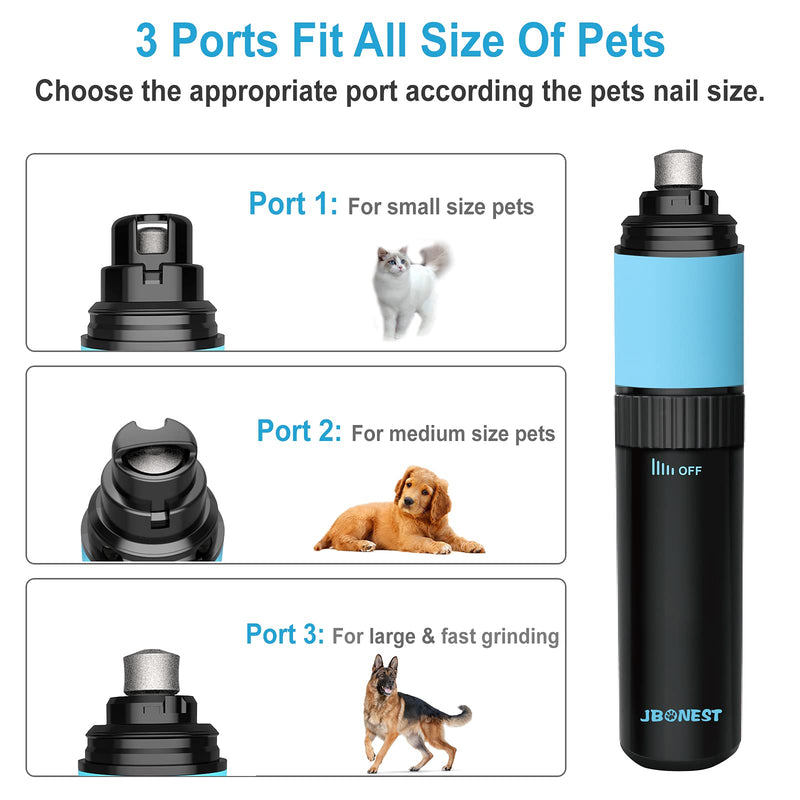 JBONEST Dog Nail Grinder Upgraded- Professional Rechargeable Stepless Speed Pet Nail Trimmer with Clipper,Quite Low Noise,20h Long Working Time for Large Medium Small Dogs Cats Pets Black - PawsPlanet Australia