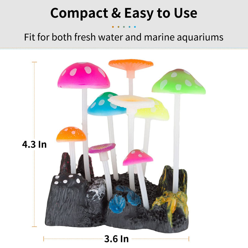 Uniclife Glowing Effect Artificial Mushroom Aquarium Plant Decor Ornament Decoration for Fish Tank Landscape - PawsPlanet Australia