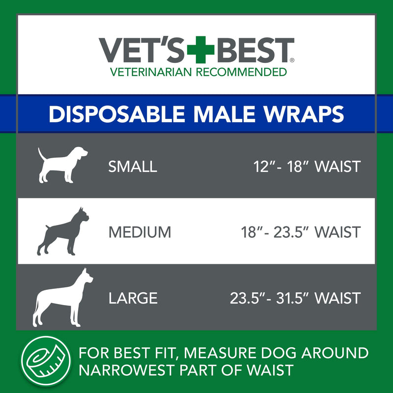 Vet's Best Comfort Fit Disposable Male Dog Diapers | Absorbent Male Wraps with Leak Proof Fit | Large 12 Pack - PawsPlanet Australia