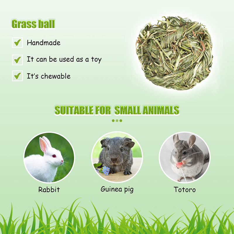 Episkey 12 Pcs Rabbit Chew Toys, Natural Timothy Grass Hay Ball Bunny Molar Grass Stick Toys Small Animal Activity Play Chew Toys for Bunny Rabbits Hamster Guinea Pigs Chinchilla (12 PCS) - PawsPlanet Australia