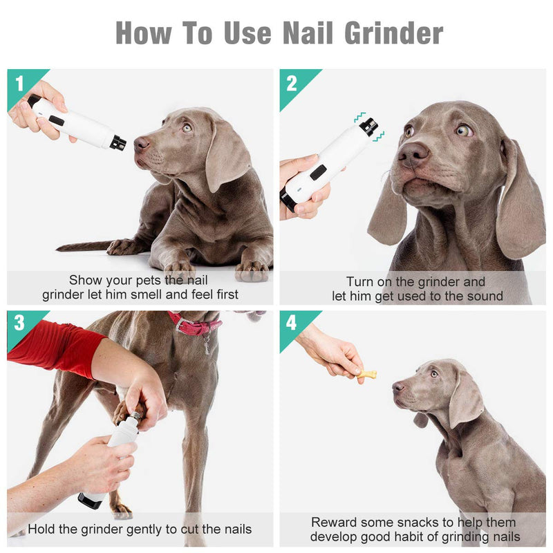 WWVVPET Pet Nail Grinder for Dogs, More Powerful & Quiet Low Vibration Dog Nail Grinder Clipper,Electric Nail Trimmer, Painless Paw Claw Care,Rechargeable Grooming Smoothing Tool (2020 Upgraded) - PawsPlanet Australia