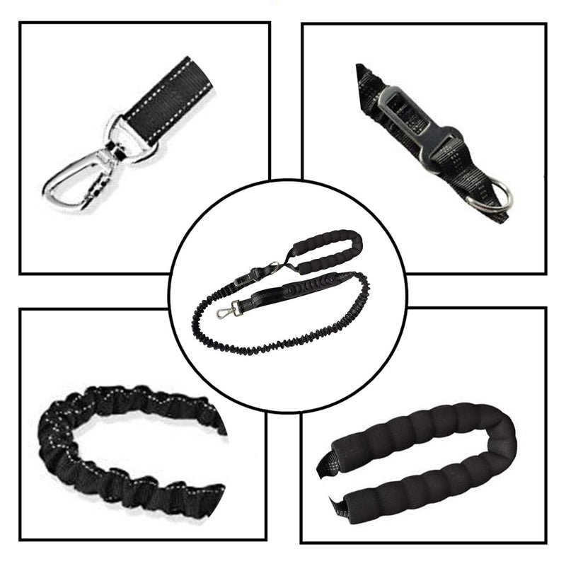 U-picks Bungee Dog Lead Anti Pull Integrated Seat Belt Buckle Puppy Lead with Padded Handles for Small Medium and Large Dogs 6-FT Black - PawsPlanet Australia