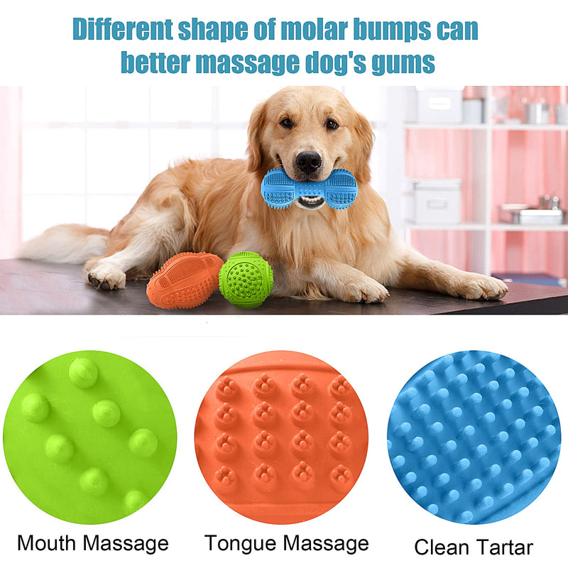 Dog Chew Toys, Dog Toys for Aggressive Chewers Large Breed, Multifunctional Teeth Cleaning and Gum Massage, Tough Dog Toys with Natural Rubber for Large and Medium Small Dog Blue-Green-Orange - PawsPlanet Australia