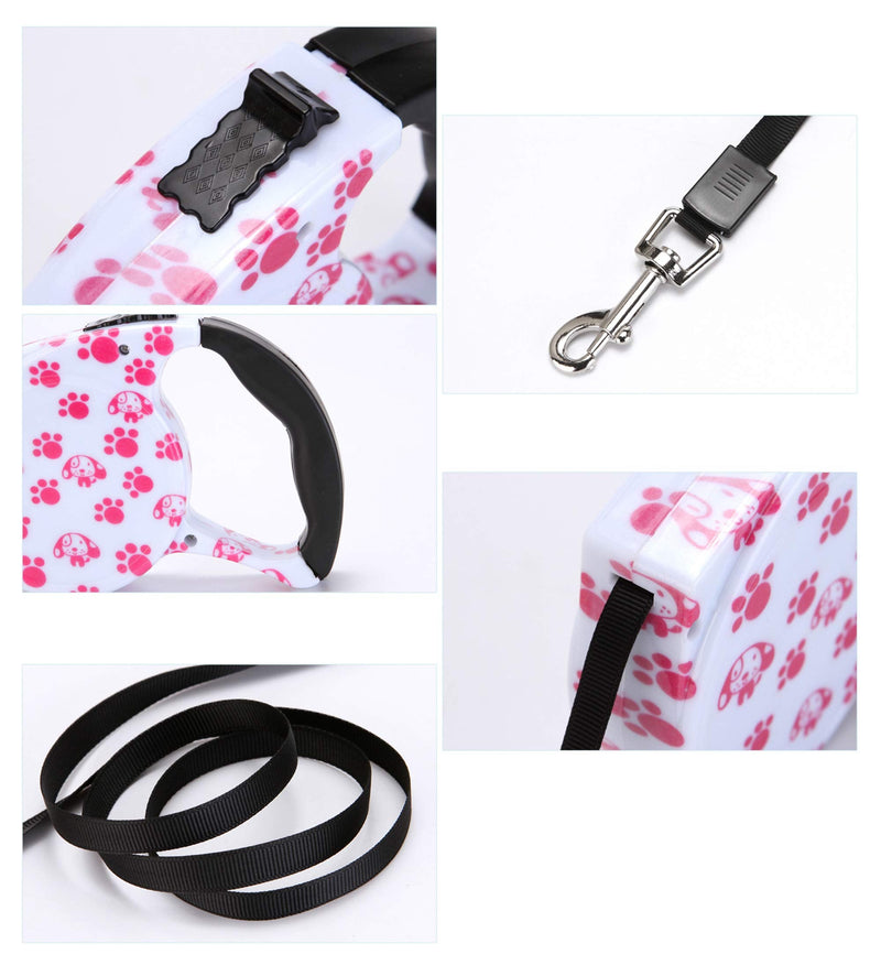Sarekung Retractable Dog Leash, 360 Degree Tangle-Free Dog Leash for Heavy Duty up to 35kg/77 lbs, 5m/16ft Strong Nylon Strap with Anti-Slip Handle, One Hand Brake, Pause, Lock C - PawsPlanet Australia