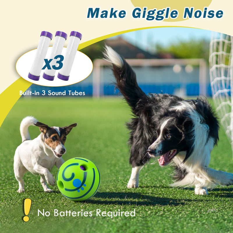 JIZZU Dog Ball Dog Toy Ball, Giggle Ball, Interactive Ball, Dog Ball Tough Dog Toys, Interactive Dog Balls, Indestructible Squeaky Ball for Dogs - PawsPlanet Australia